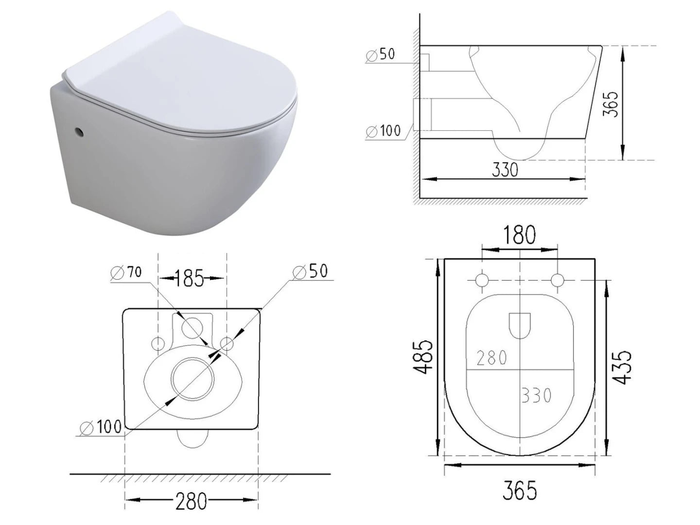 Hangend rimless toilet - Alaska