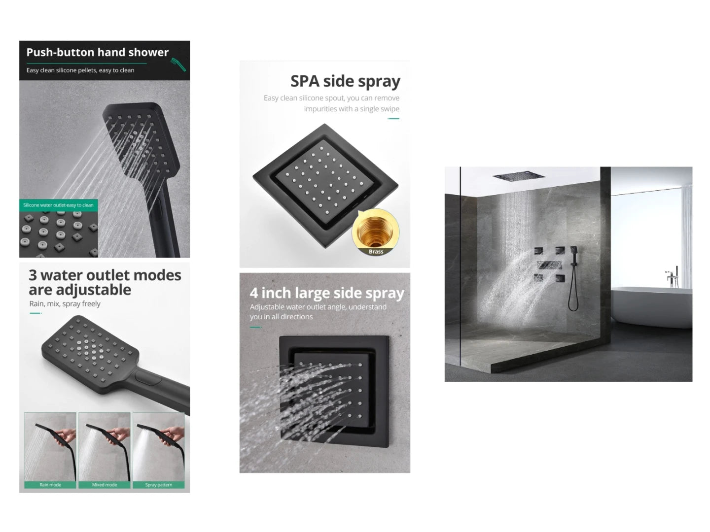 Thermostatic built-in rain shower set - Boxer
