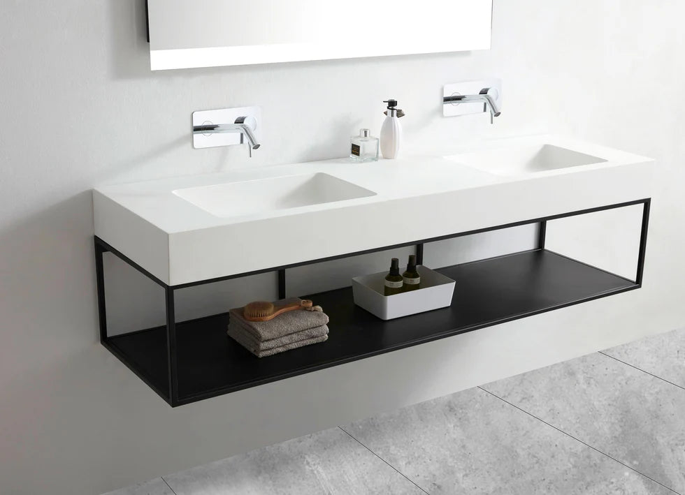 Double wall washbasin BA8016 in mineral casting