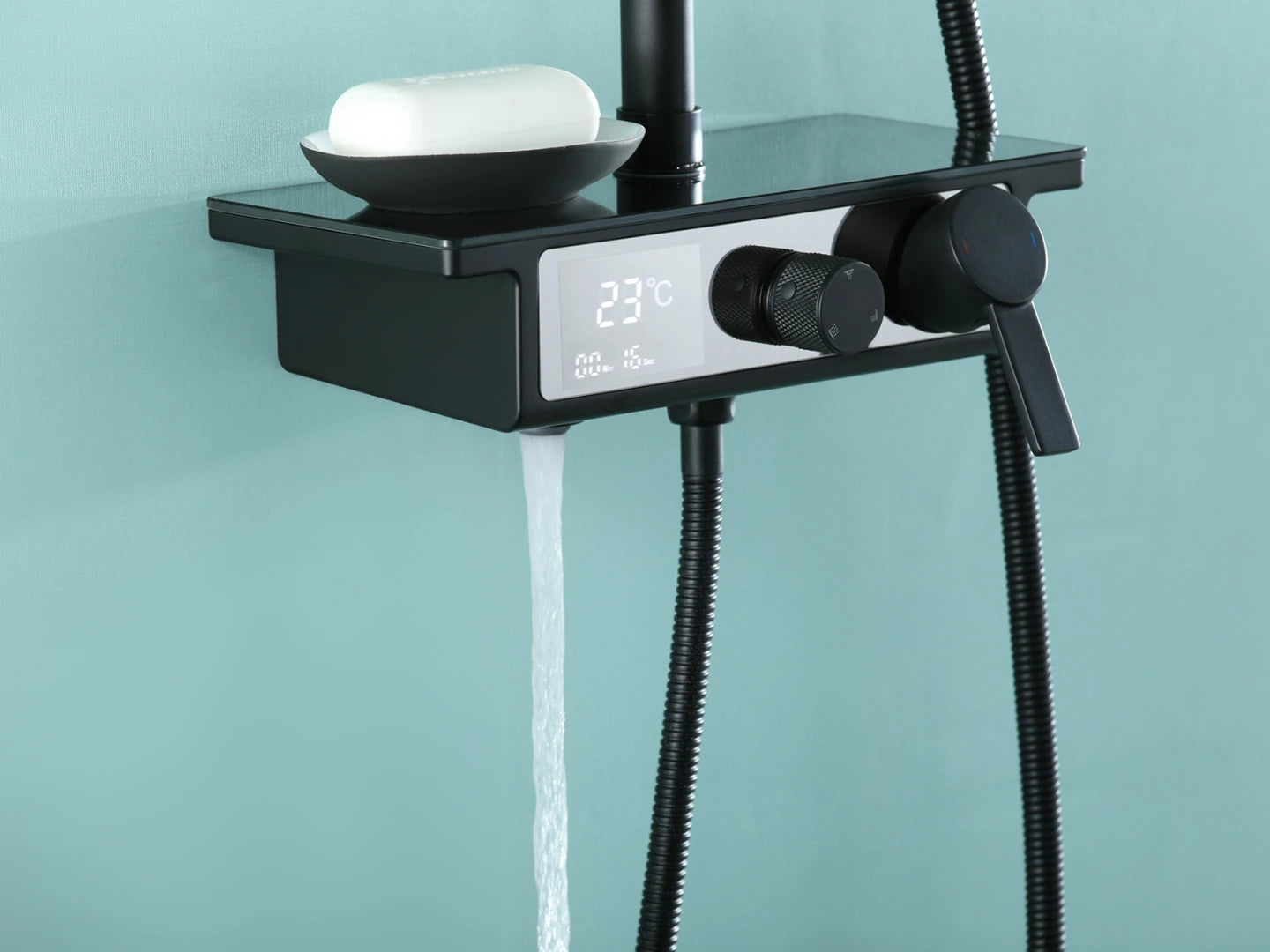 Surface mounted rain shower set - Digital display - Lari