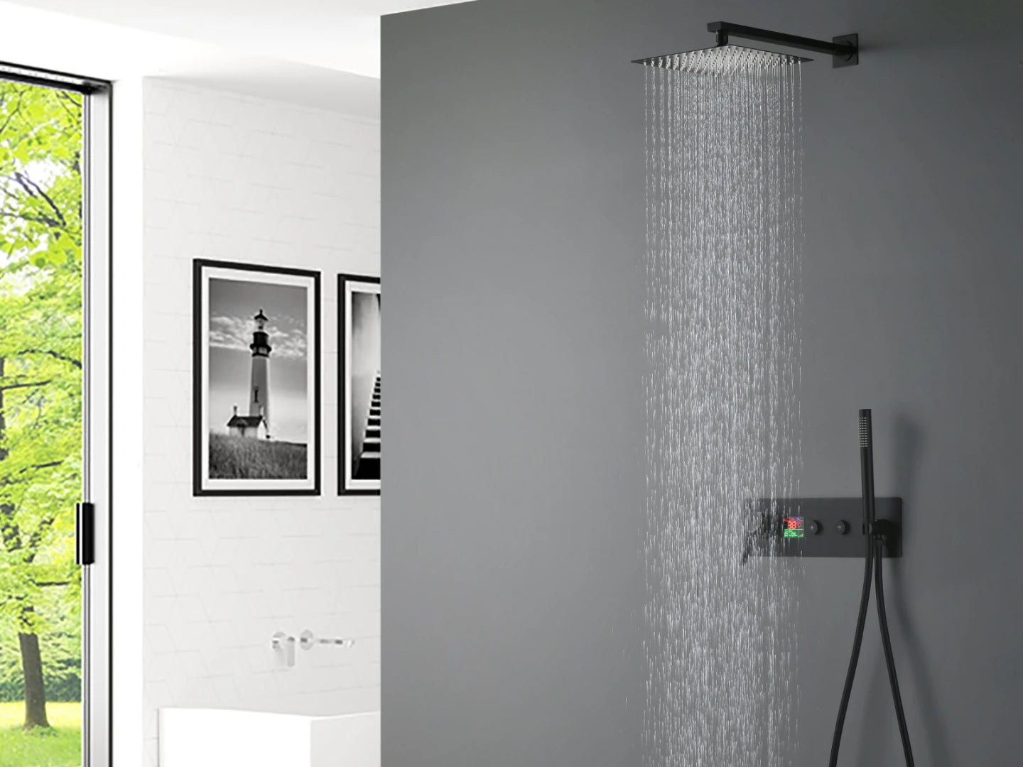 Built-in rain shower set - Digital display - Dunlin