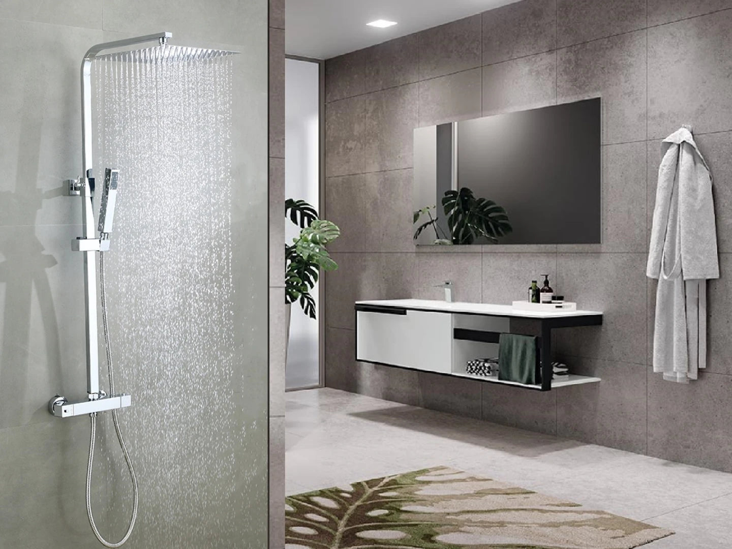 Thermostatic surface-mounted rain shower set - Cynthia