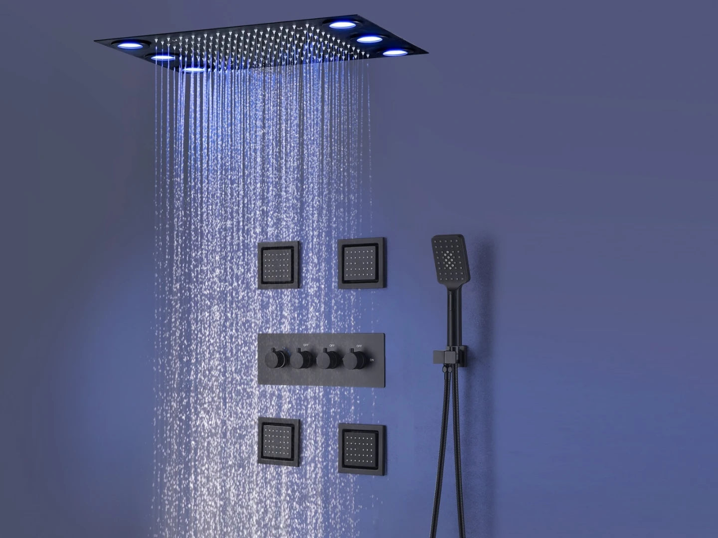 Thermostatic built-in rain shower set - Boxer