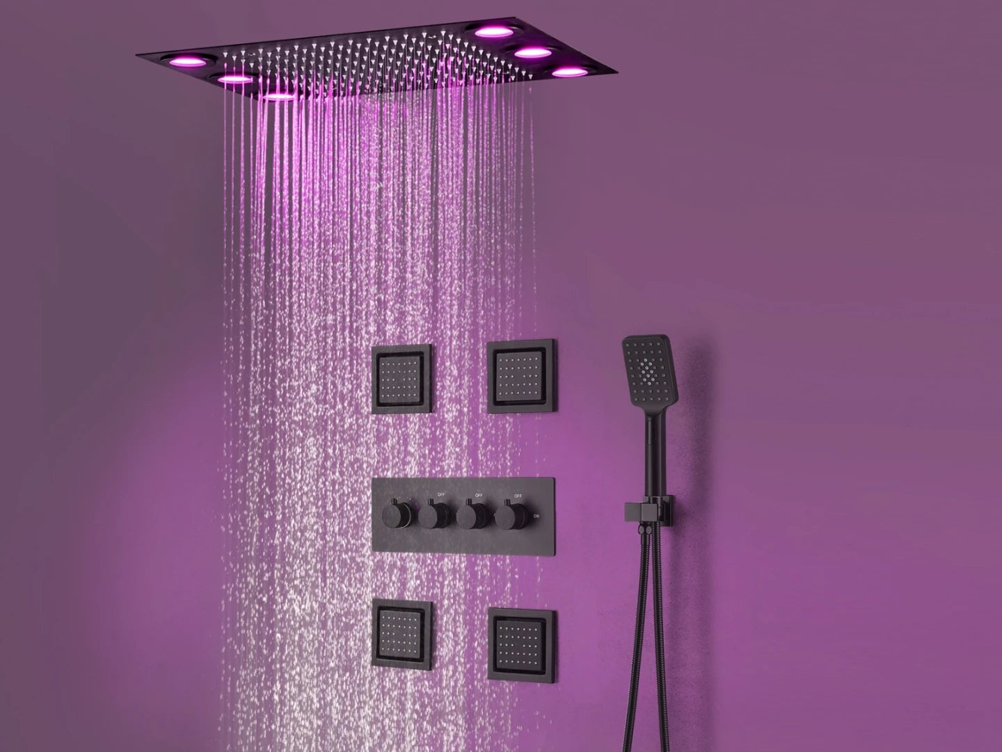 Thermostatic built-in rain shower set - Boxer