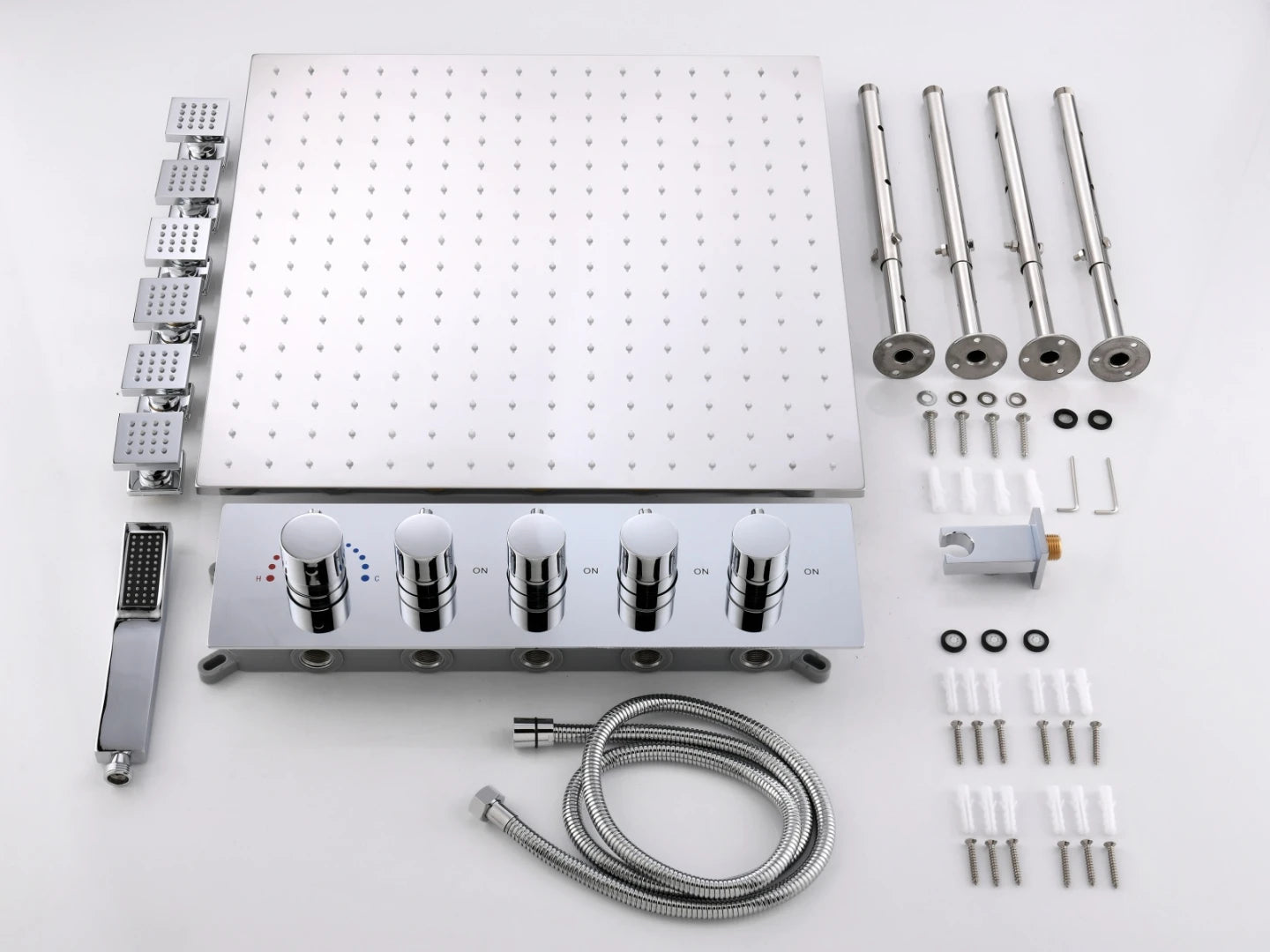 Thermostatic built-in rain shower set - Ibex