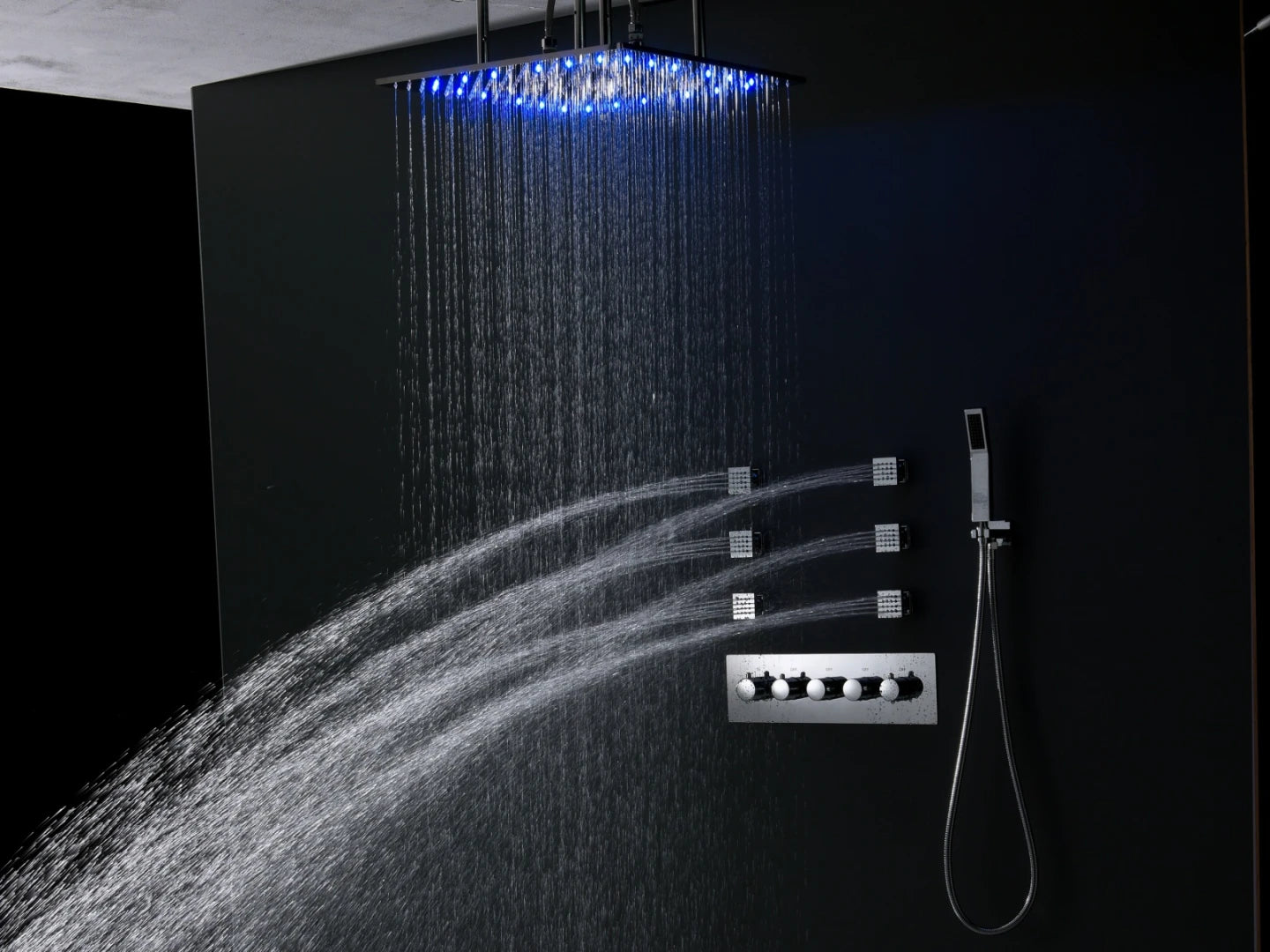 Thermostatic built-in rain shower set - Ibex