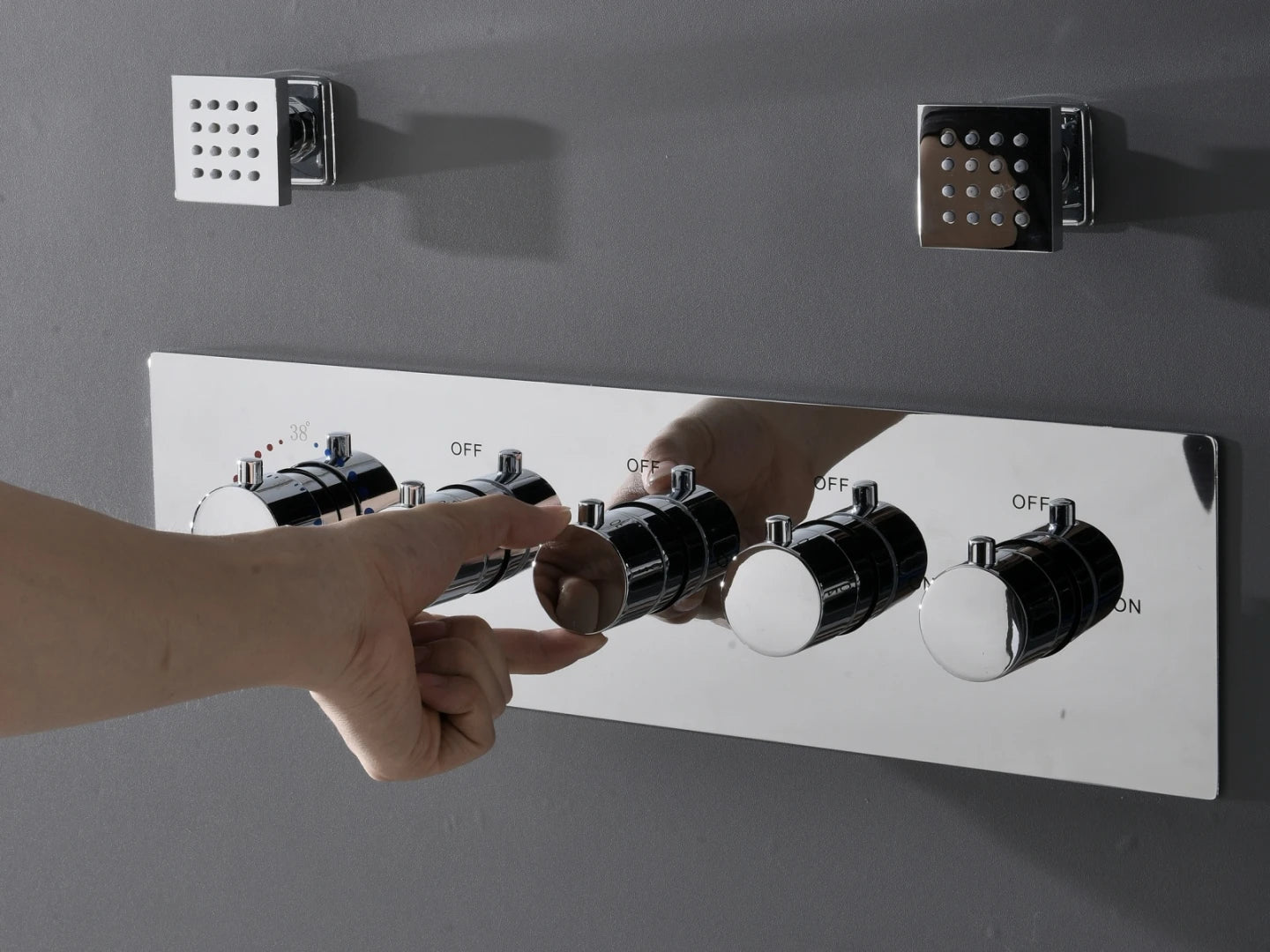 Thermostatic built-in rain shower set - Ibex
