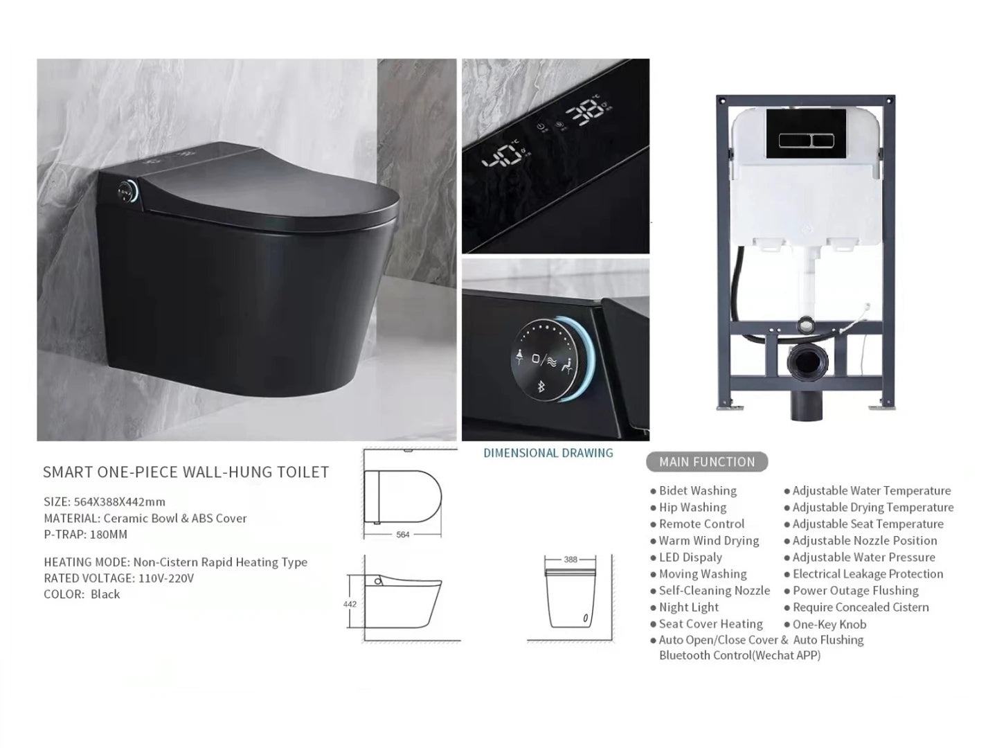 Hangend rimless toilet met reservoir - Bidet - Oakland