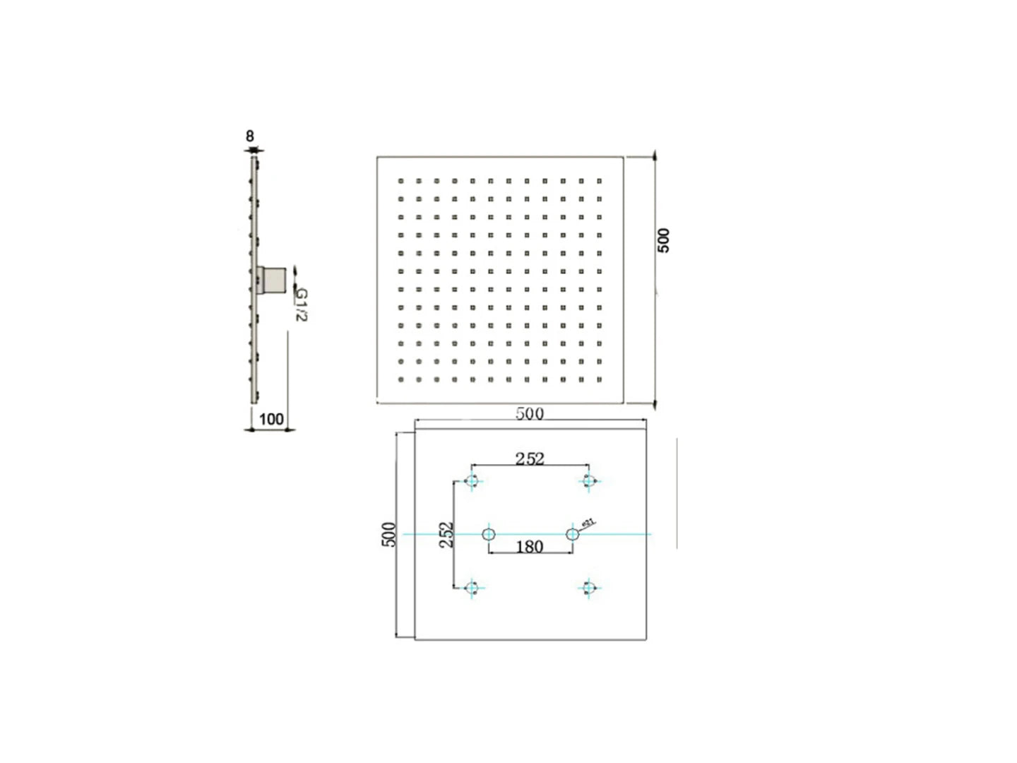 Thermostatic built-in rain shower set - Ibex