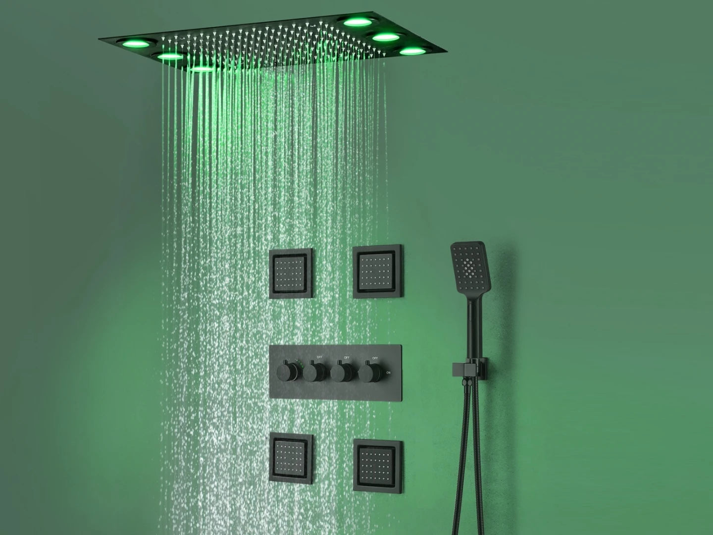 Thermostatic built-in rain shower set - Boxer