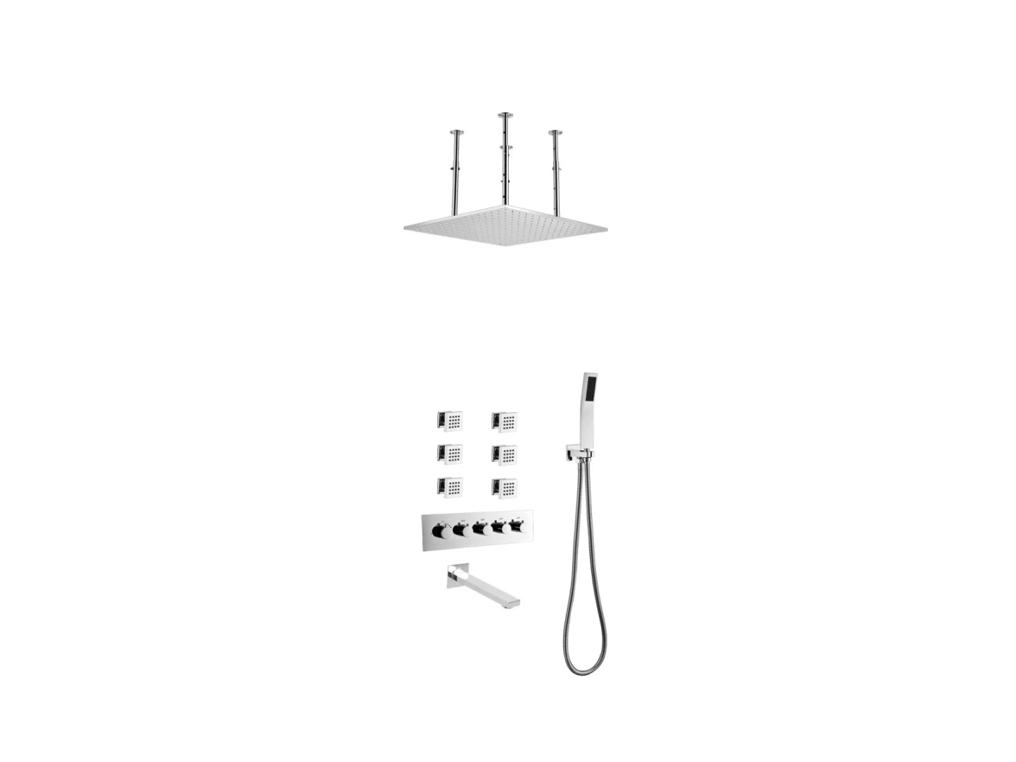 Thermostatic built-in rain shower set - Ibex