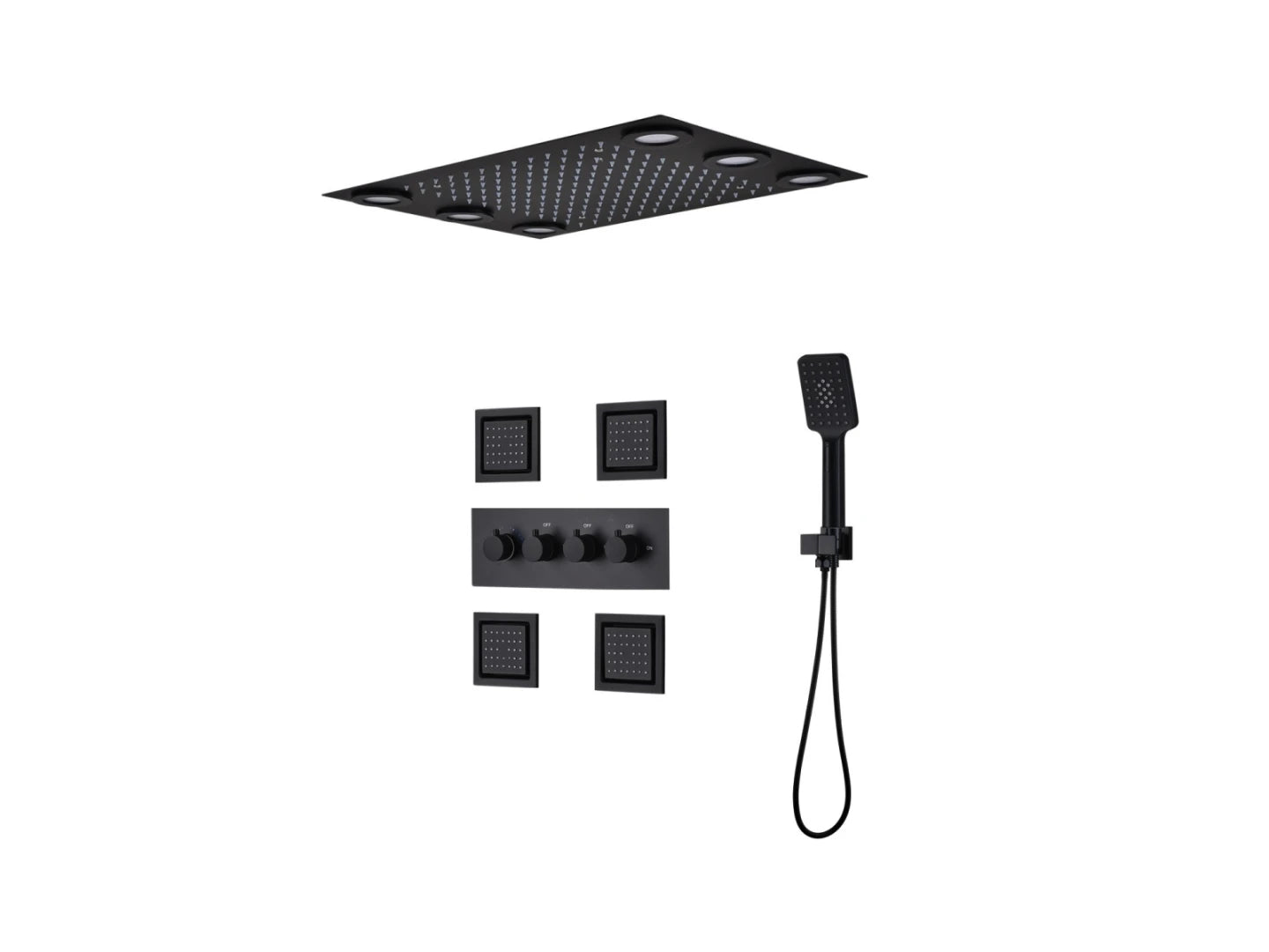 Thermostatic built-in rain shower set - Boxer