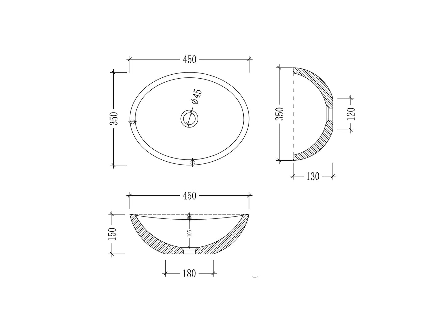 Countertop washbasin - Carrara marble - Seirra