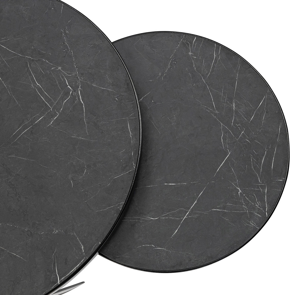 Stalux Coffee Table Saar Round Marble Look Black Set of 2
