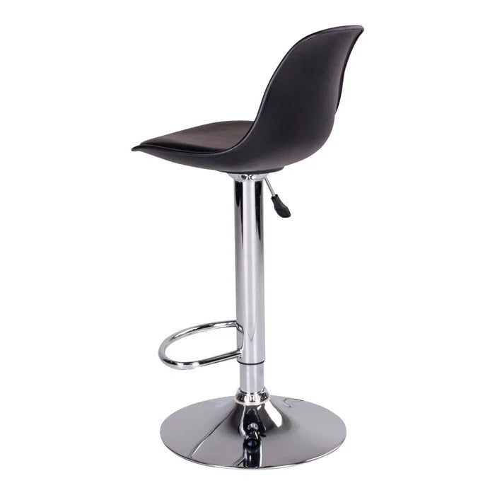 Trondheim Bar Stool - Black, PU Leather, Resistant Molded Plastic, Rubberwood, Chrome Legs, 41x39x82-104cm - Set of 2 