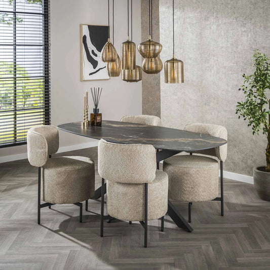 Yemek masası Seramik Fossil Danish Oval Siyah 180cm
