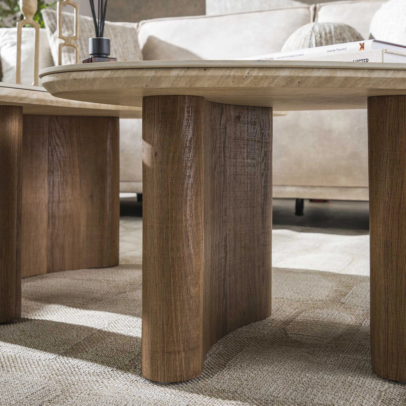 Organic Travertine Coffee Table Set of 2