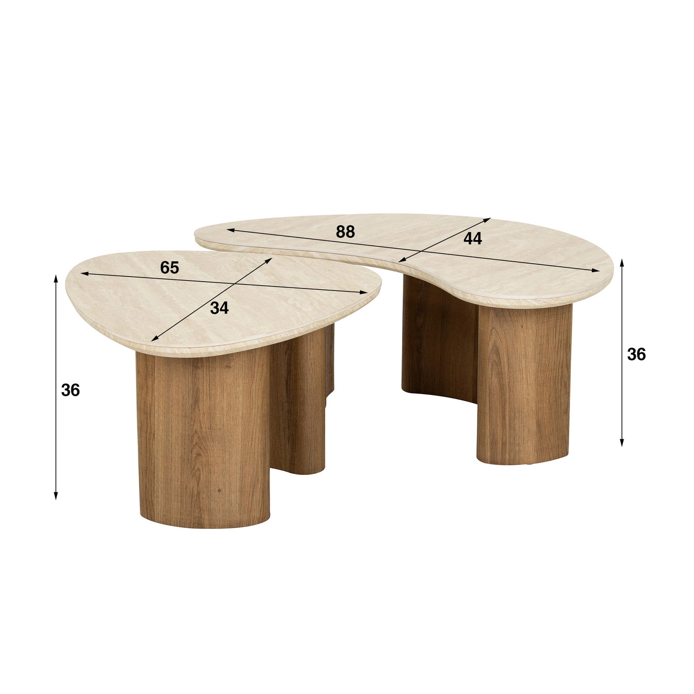 Organic Travertine Coffee Table Set of 2