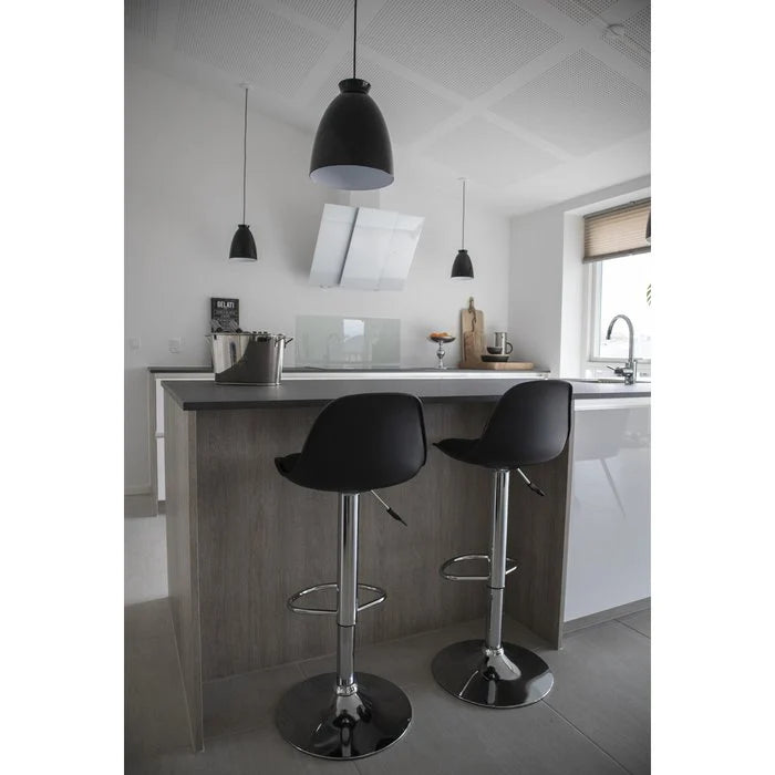 Trondheim Bar Stool - Black, PU Leather, Resistant Molded Plastic, Rubberwood, Chrome Legs, 41x39x82-104cm - Set of 2 