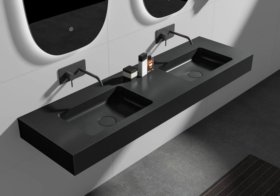 Double wall washbasin BA8016 in mineral casting