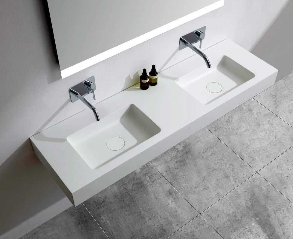 Double wall washbasin BA8015 in mineral casting