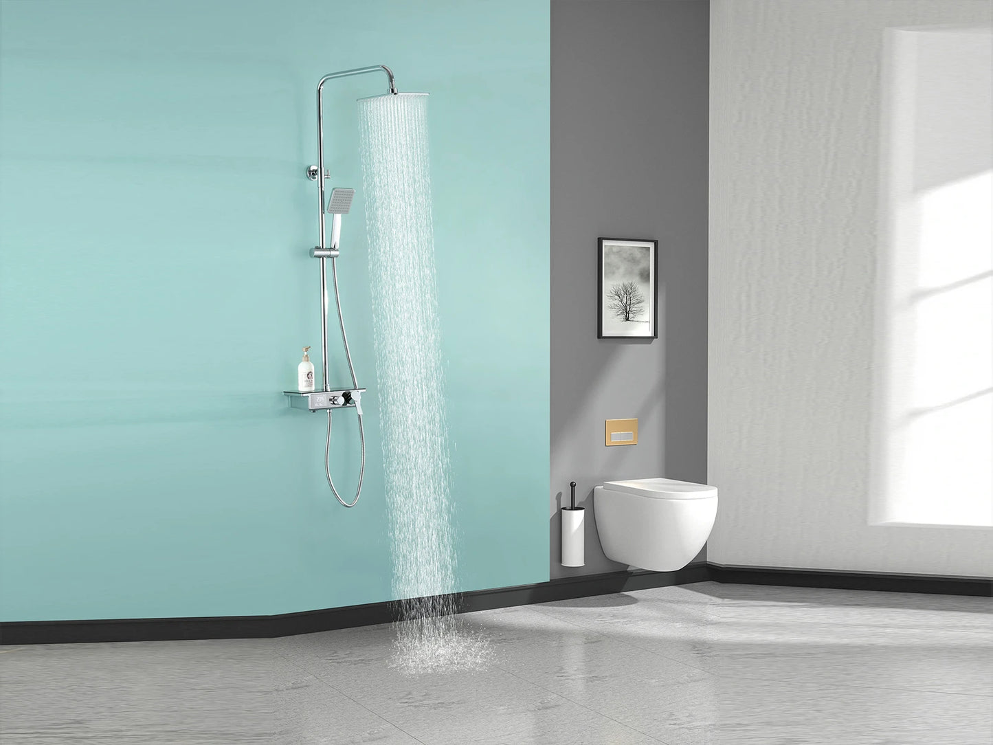 Surface mounted rain shower set - Digital display - Lari