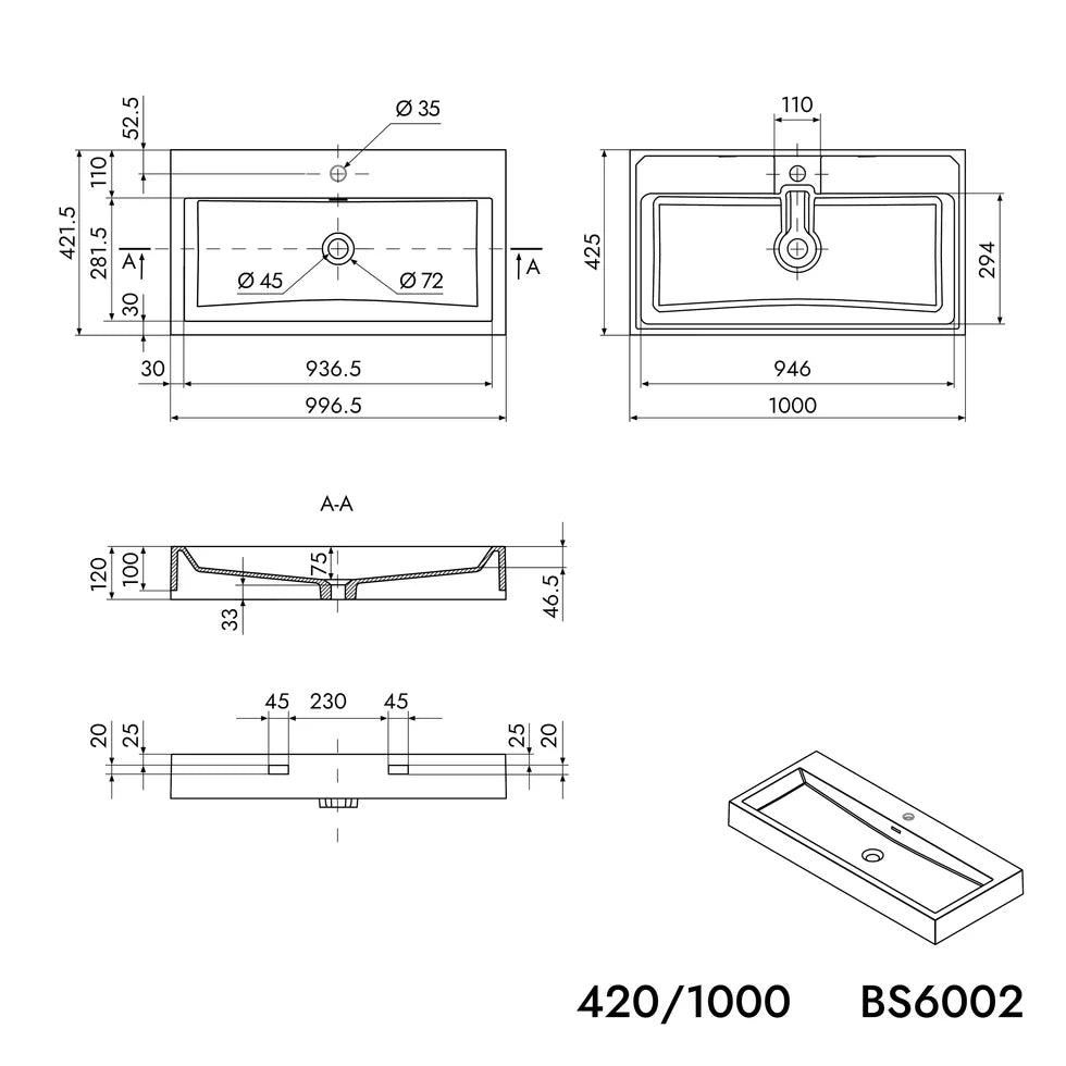 Duvara monte lavabo Tezgah üstü lavabo BS6002