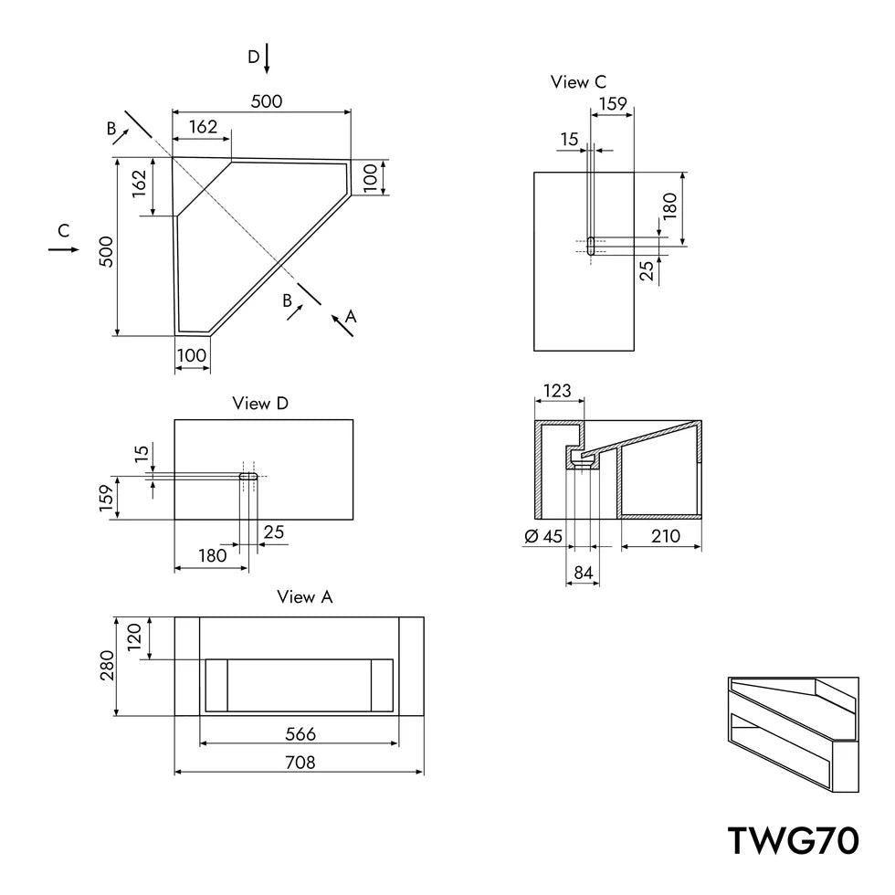 Katı Yüzey Köşe Lavabo TWG70