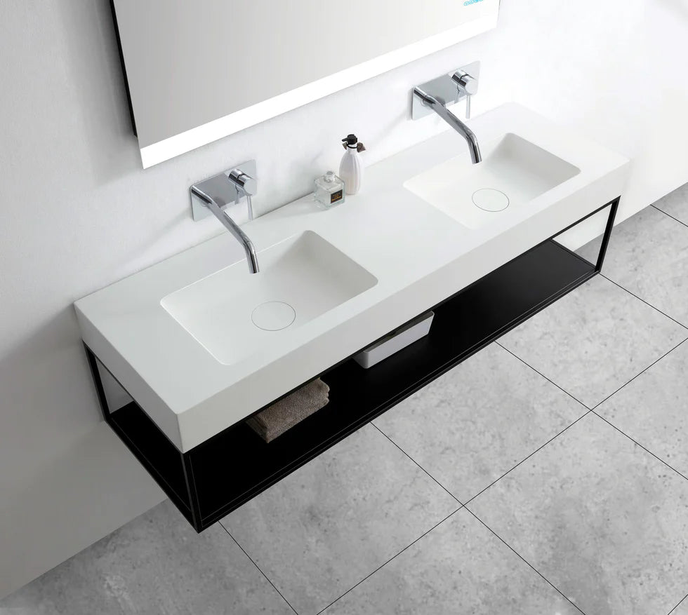 Double wall washbasin BA8016 in mineral casting