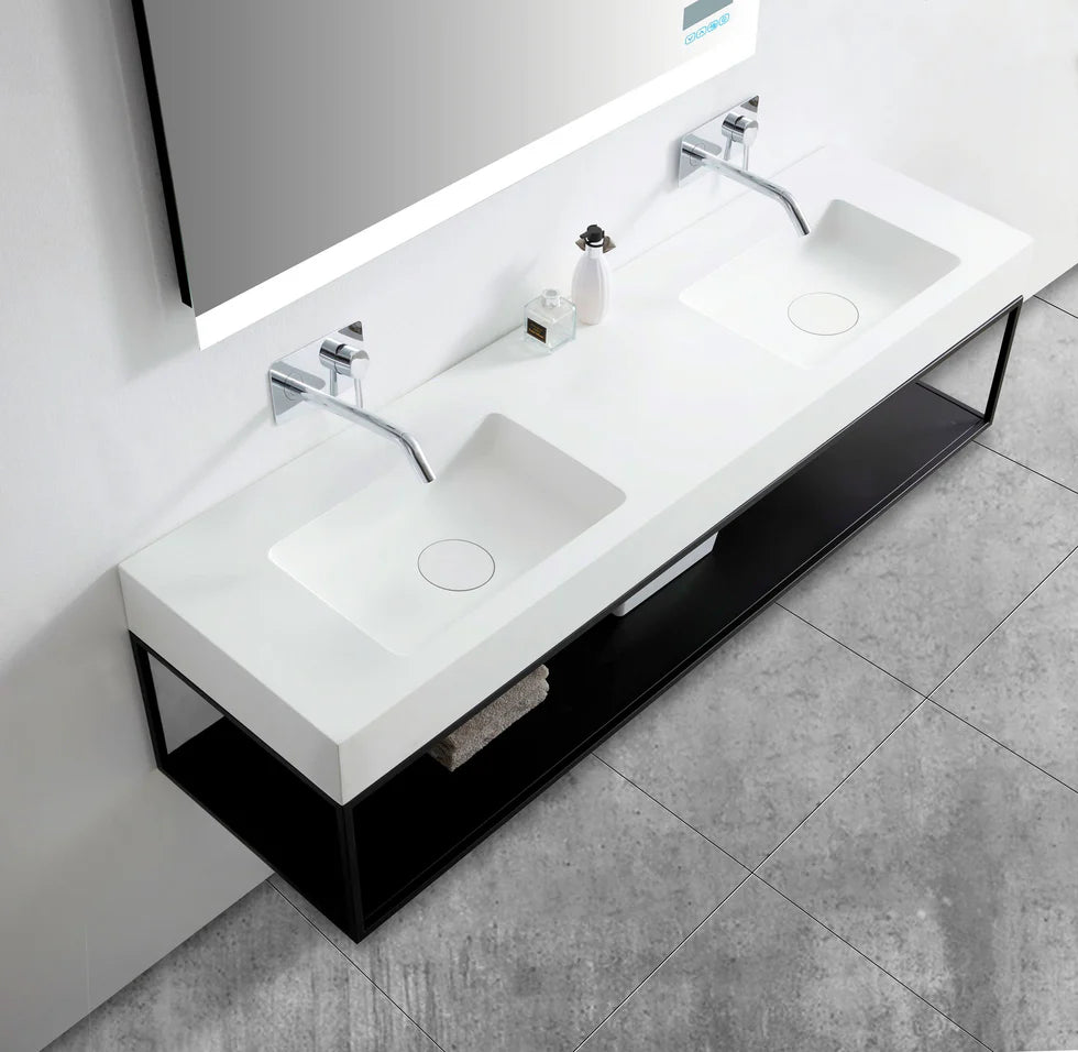 Double wall washbasin BA8016 in mineral casting