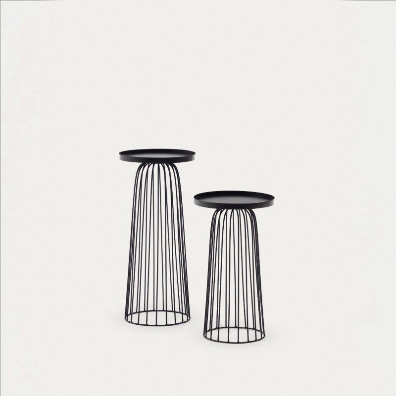 Kave Home Side Table Dilva Black Set of 2 Ø36cm