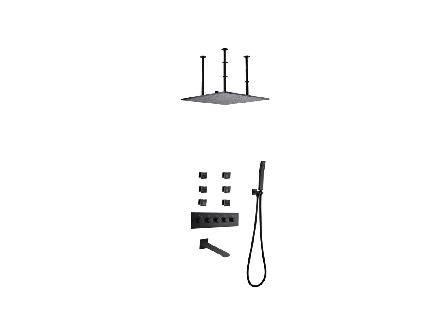 Thermostatic built-in rain shower set - Ibex