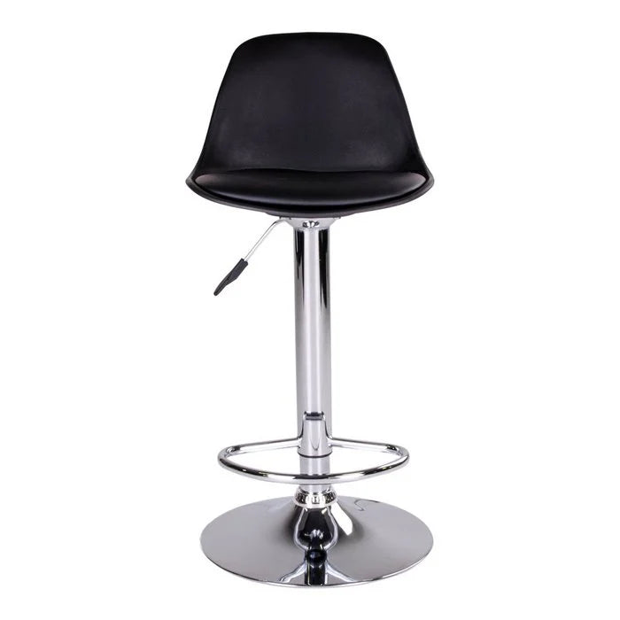 Trondheim Bar Stool - Black, PU Leather, Resistant Molded Plastic, Rubberwood, Chrome Legs, 41x39x82-104cm - Set of 2 