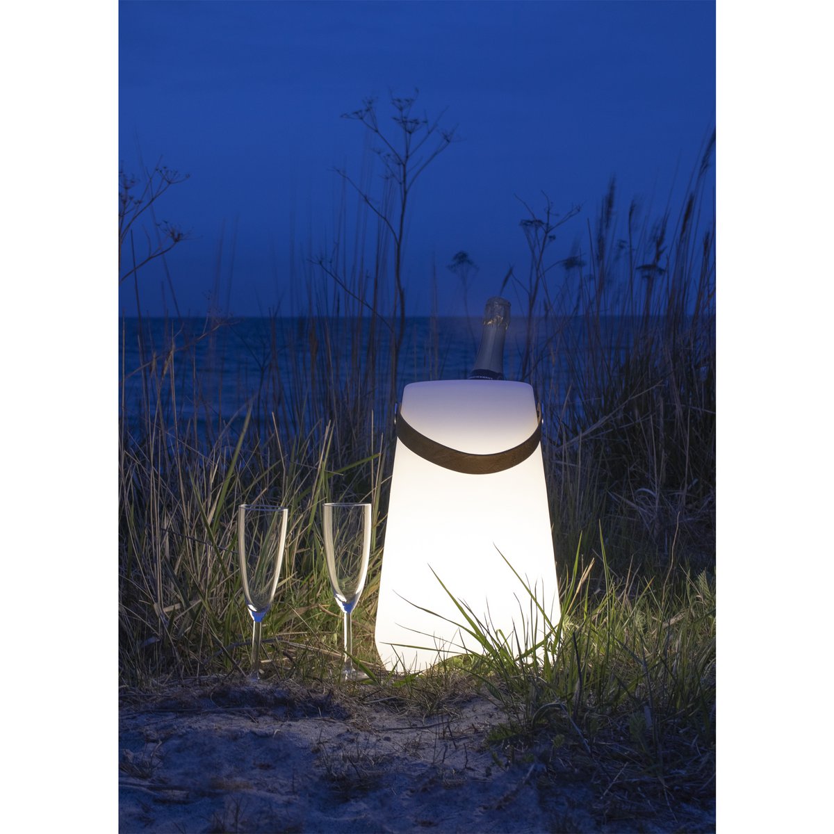Bristol LED-wijnkoeler - Wit, PP, 25x25x37,5 cm, Oplaadbaar