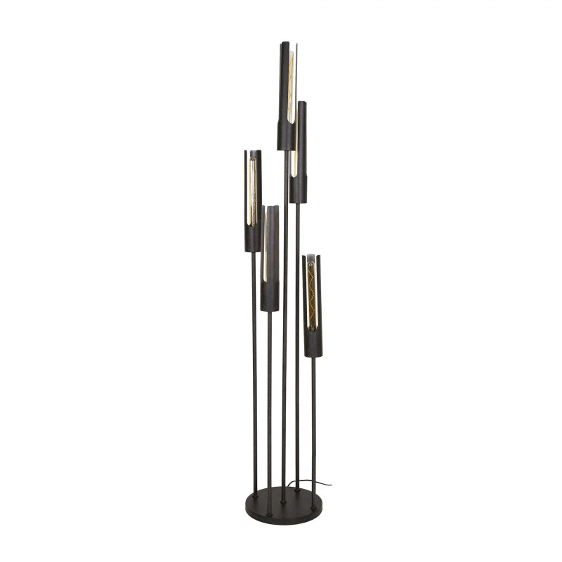 Vloerlamp Tube 5-Lichts Getrapt Zwart