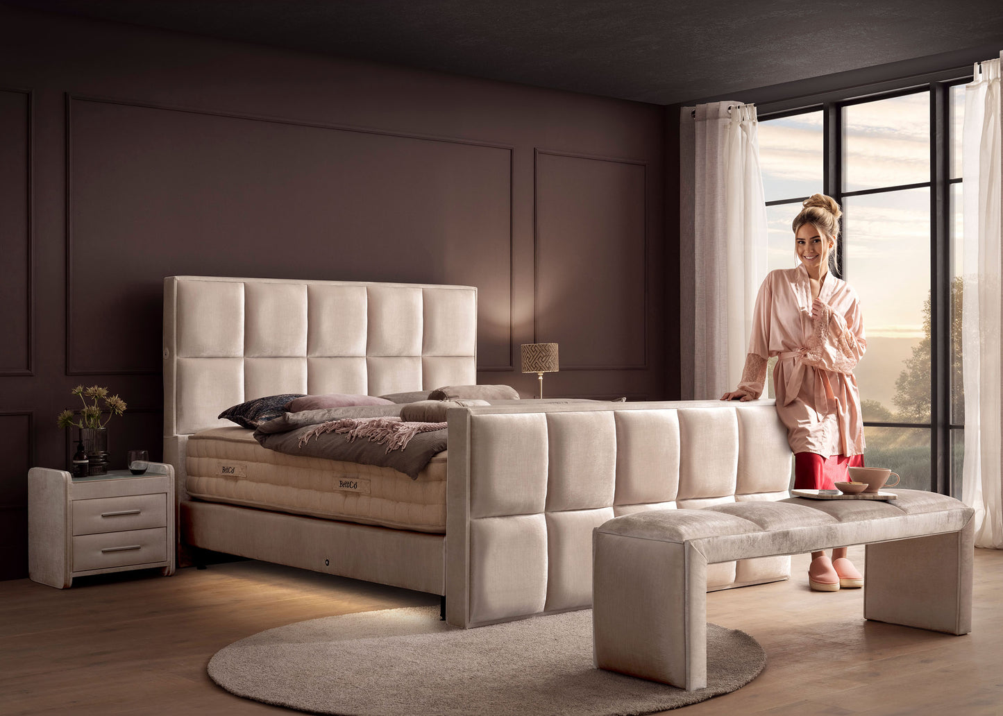 Luxus Boxspringbett Keno in Velvet
