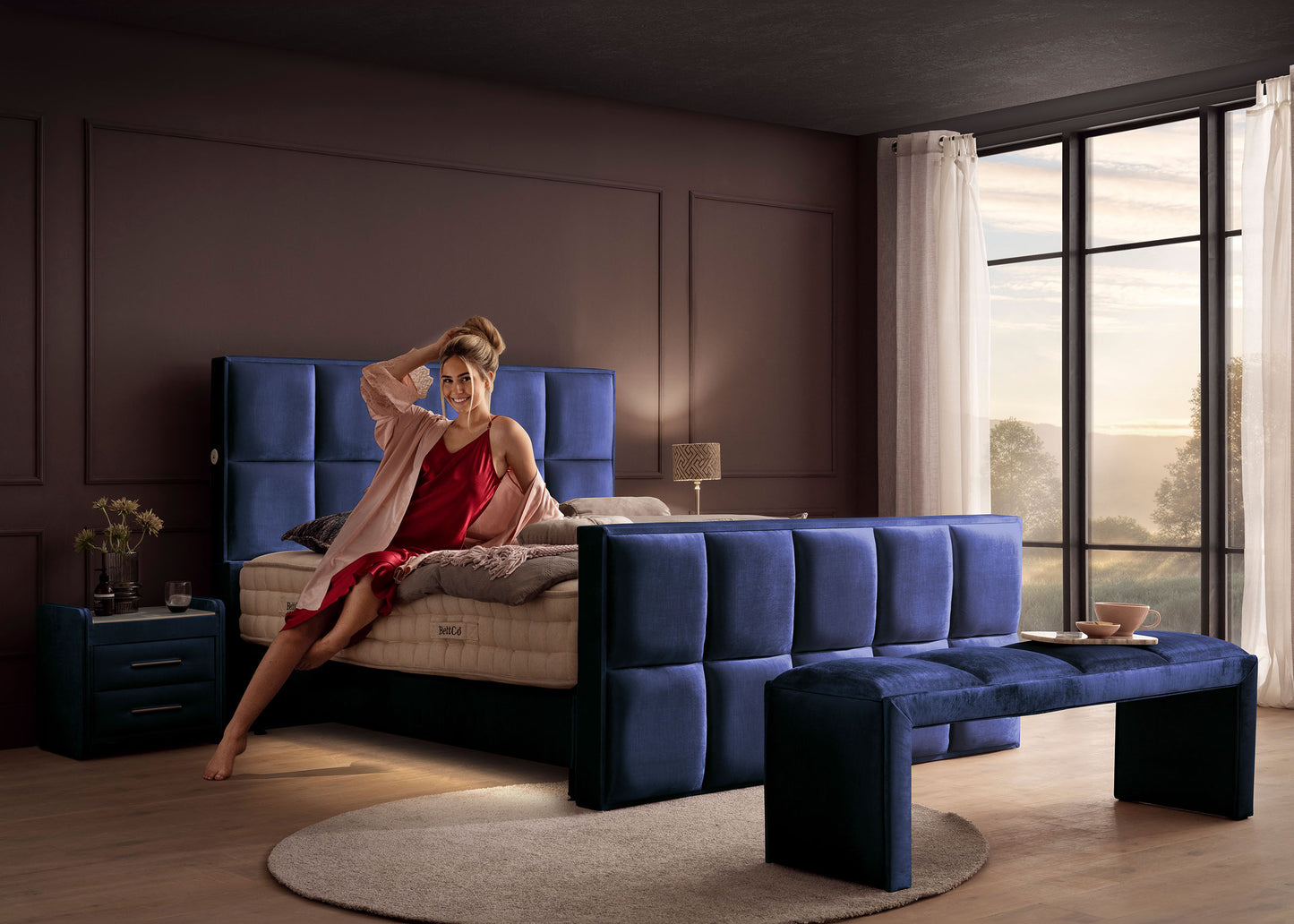 Luxus Boxspringbett Keno in Velvet