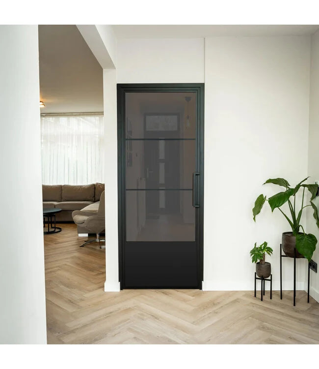 Steel Interior Door - 3 Panels with kickplate - Clear glass - Modern look 