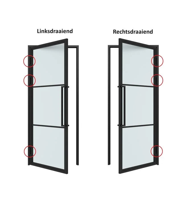 Steel Interior Door - 3 Panels with kickplate - Clear glass - Modern look 