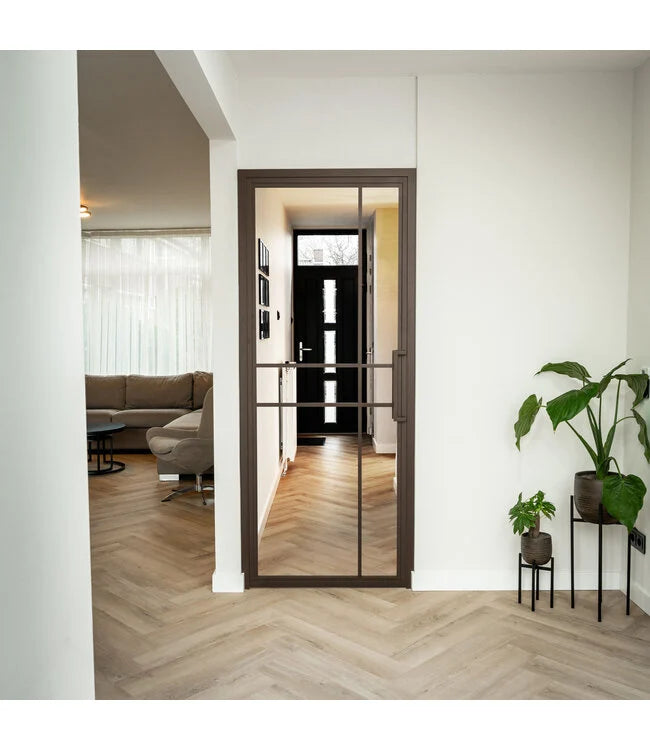 Çelik İç Kapı - Bronz - 6 Panel - Şeffaf Cam - Lüks Tasarım 