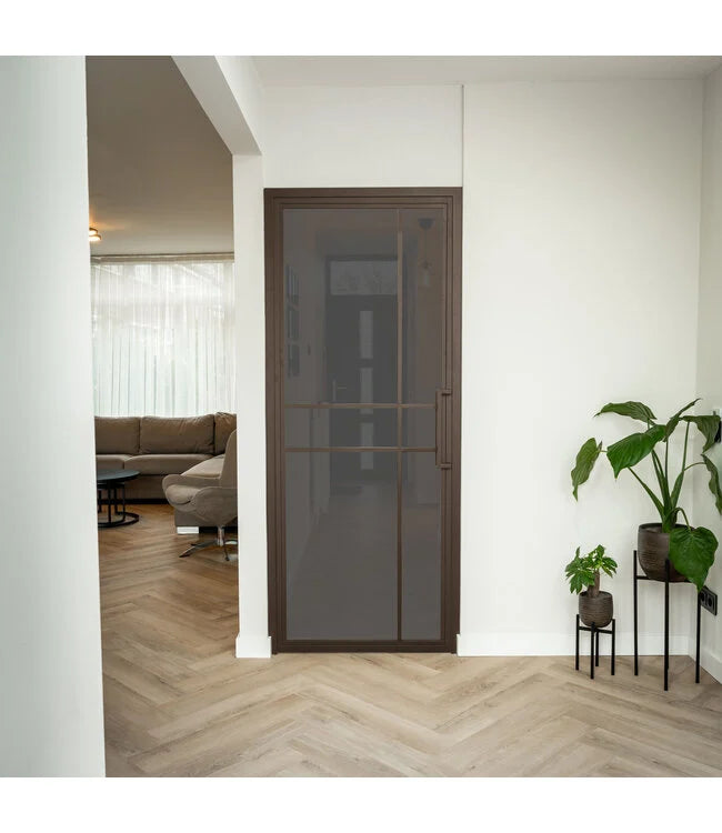 Çelik İç Kapı - Bronz - 6 Panel - Şeffaf Cam - Lüks Tasarım 