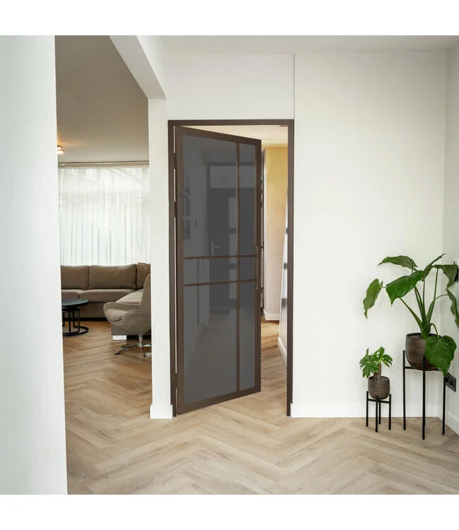 Çelik İç Kapı - Bronz - 6 Panel - Şeffaf Cam - Lüks Tasarım 