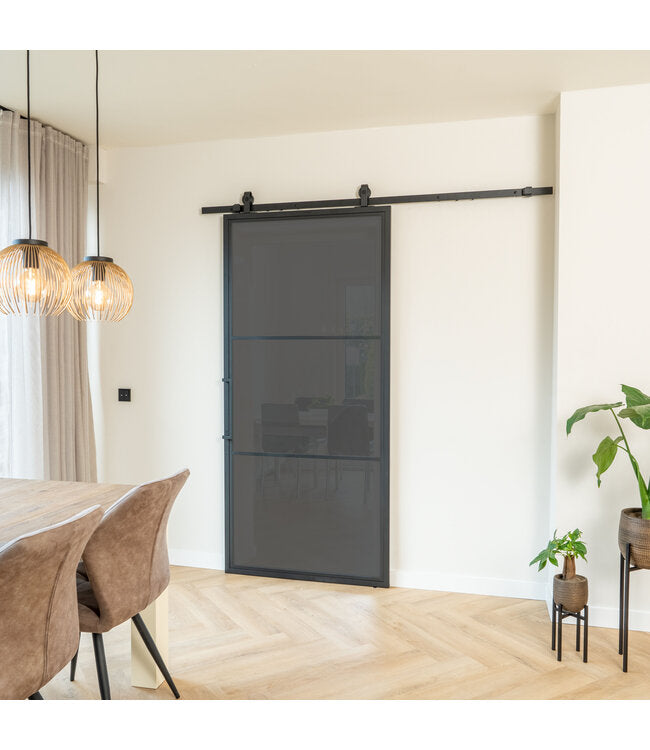 Çelik Sürgülü Kapı - 3 Panel - Şeffaf Cam - Modern Görünüm 