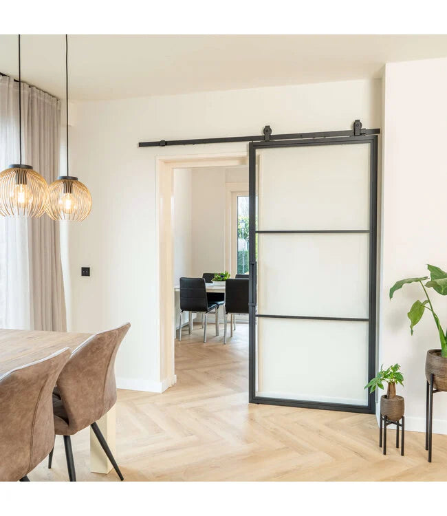 Çelik Sürgülü Kapı - 3 Panel - Şeffaf Cam - Modern Görünüm 
