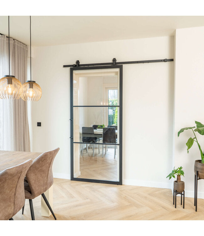 Çelik Sürgülü Kapı - 3 Panel - Şeffaf Cam - Modern Görünüm 