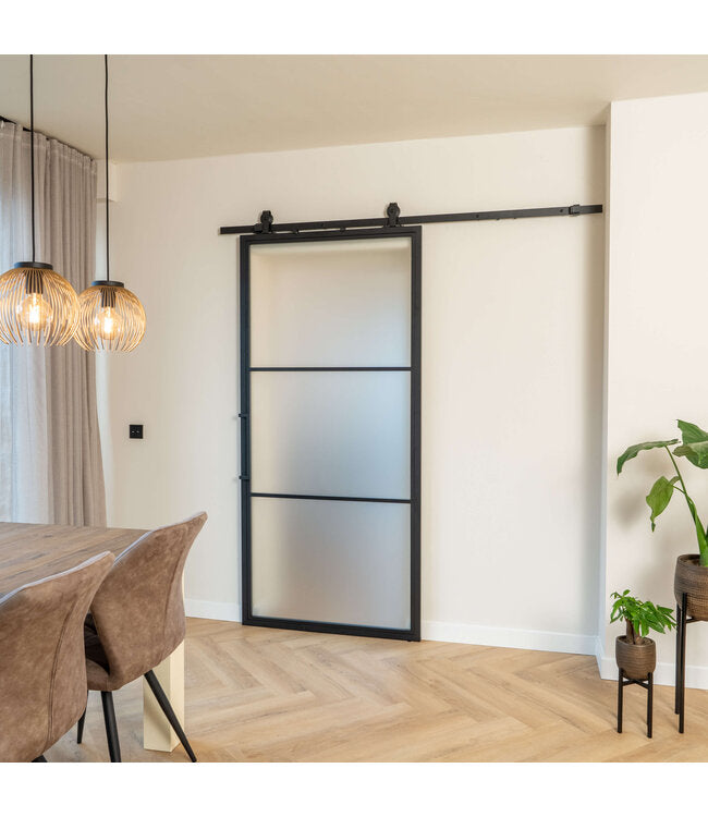 Çelik Sürgülü Kapı - 3 Panel - Şeffaf Cam - Modern Görünüm 