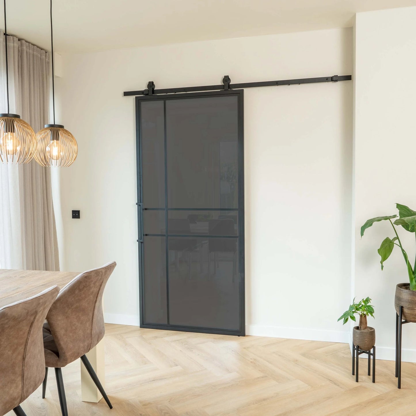 Steel Sliding Door - 6 Panels - Matt Glass - Luxury Design 