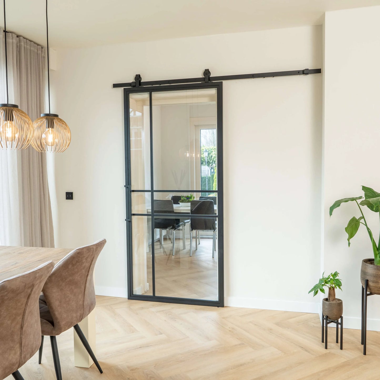 Steel Sliding Door - 6 Panels - Matt Glass - Luxury Design 